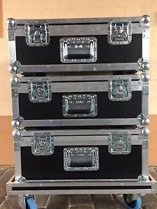 Flight Case Profi "3 Stück" Stapel Cases inkl. Rollbrett mit Griffen