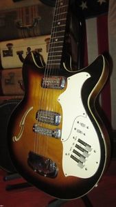 Vintage 1960's Harmony Rebel Electric Guitar DeArmond Goldfoil PIckups w/ OSSC