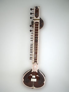 DOUBLE PUMPKIN DECORATIVE SITAR MANIPURI PROFESSIONAL INSTRUMENT WITH FIBRE BOX