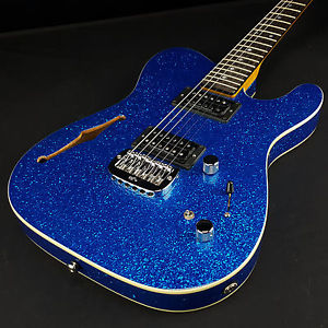 Used G&L ASAT Deluxe Semi-Hollow Blue Metal Flake Ebony Board Matching Headstock