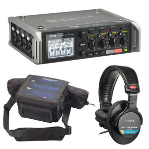 Zoom F4 Multitrack Field Recorder w/ Protective Case & Sony MDR-7506 Headphones