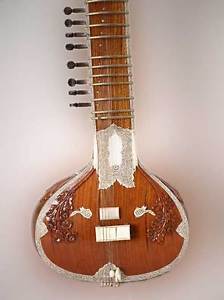 PROFESSIONAL DECORATIVE SITAR RAVI SHANKAR STYLE INSTRUMENT WITH FIBRE BOX