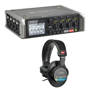 Zoom F4 Multitrack Field Recorder with Sony MDR-7506 Headphones