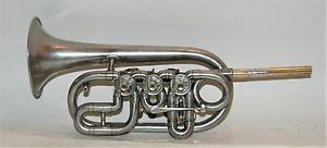 Eb Cornet Side Action Rotary Valves Nickel by Boston Music Mfg 1870's