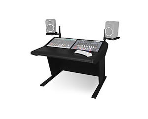 Sterling Modular Multi-Station 2 Bay Desk w/ Speaker Platforms | Black Trim