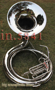 CHRISTMAS^OFFER"SOUSAPHONE *24 " VALVE_BIG SOUSAPHONE FAST"W/ CASE BOX CHROME
