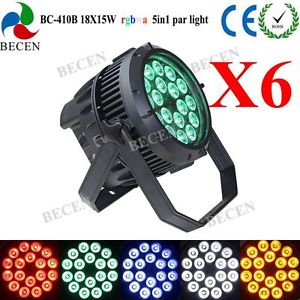 6pcs IP65 Waterproof 18x15w RGBWA 5 in 1 led par can Outdoor Stage dj light Free