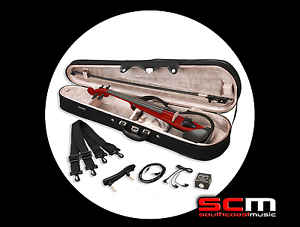 YAMAHA Electric Violin SV130 Silent Violin Outfit Red Case, Bow & Accessories
