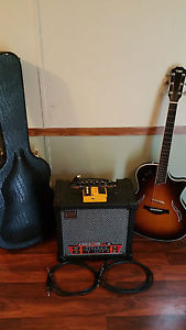 Taylor T5-S Electric/Acoustic Guitar W/Case, 80w Modeling Amp, and stomp pedal