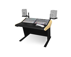 Sterling Modular Multi-Station 2 Bay Desk w/ Speaker Platforms Natural Maple
