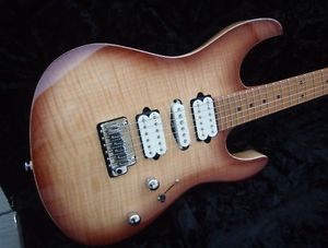 Suhr Custom Modern Electric Guitar. Roasted Maple Neck and Board. Brown Burst