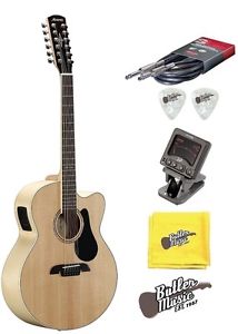 Alvarez AJ80CE12 Jumbo 12 String Solid Top A/E Guitar w/Clip-on Tuner + More!!!