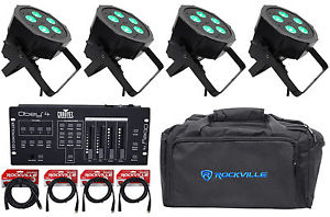 4 American DJ Mega QPLUS Go Batt
