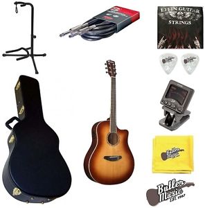 Breedlove Studio Dreadnought Sunburst Solid Top A/E Guitar w/Hardshell case+More