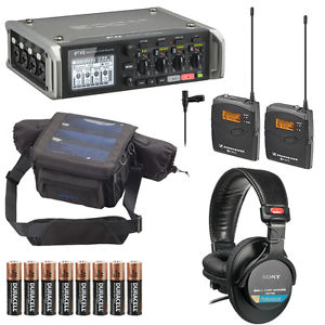 Zoom F4 with Protective Case, Sennheiser ew112-p G3 System, and Headphones