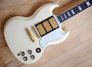 2002 Gibson Les Paul SG Custom Guitar Triple Pickup White VOS Historic w/ohsc