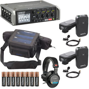 Zoom F4 w/Protective Case, 2x RodeLink Wireless Filmmaker Kits, and Headphones