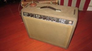 Vintage Original 1963 Fender Deluxe Amp Brown Tolex Brownface All Original