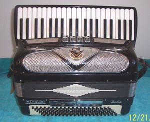 MENGHINI Duke 120 bass Black  Accordion 4 & 2 reg. Accordian VG Cond. Morbidoni