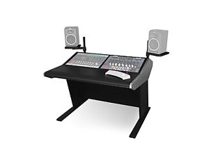 Sterling Modular Multi-Station 2 Bay Desk w/ Speaker Platforms Brushed Aluminum