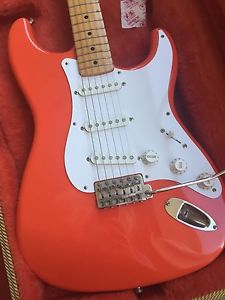 HANK MARVIN SIGNED FIESTA RED SQUIER STRATOCASTER 1991 MIJ