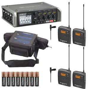 Zoom F4 Multitrack Field Recorder w/Case & 2x Sennheiser ew112-p G3 Systems