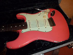 Warmoth MJT Kinman Fender Stratocaster relic fiesta red