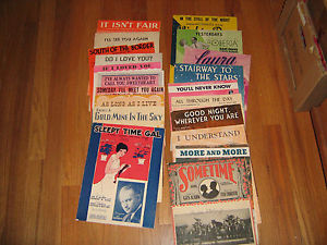 Vintage LOT 20 Oldies Popular Vocal Songs Art Deco Covers  Group #4