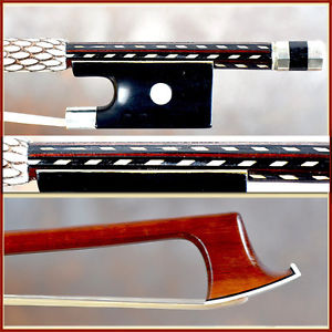 French violin bow Simon -1870 - Special decorated stick - Raffin Certified