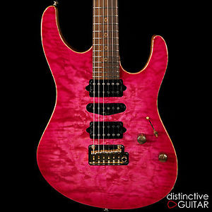 NEW SUHR CUSTOM MODERN ELECTRIC GUITAR ANGEL QUILT MAPLE IN TRANS PINK FINISH