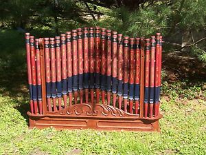 Set (27) Decorative Painted Wood Antique Church Organ Pipes