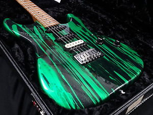 Suhr Standard Custom Green Drip Finish 5A Roasted Birdseye Neck Reverse Head