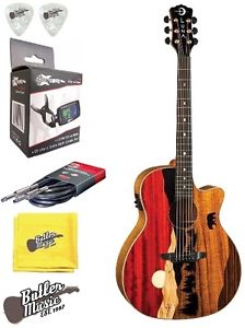Luna VISTA BEAR Tropical Wood Acoustic-Electric Guitar w/Clip-on Tuner + More!!!