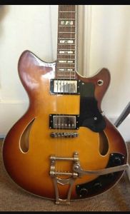 Very RARE Hutchins ravenor 2 sunburst semi acoustic guitar