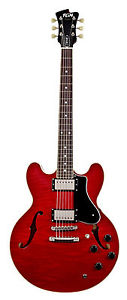 FGN Masterfield Flamed Cherry Red - Halbresonanz E-Gitarre inkl. Koffer