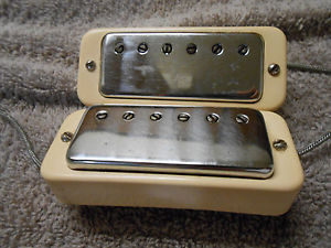 Vintage Gibson Mini Humbucker Pair -Patent Sticker 60s w/Original Mounting Rings