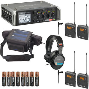 Zoom F4 with Protective Case, 2x Sennheiser ew112-p G3 Systems, and Headphones
