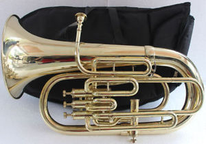 EUPHONIUM BB/F 4 VALVE_BRASS_FINISH"W/CASE&MP GREAT_SOUND TUBA EBAY MUSICALS.
