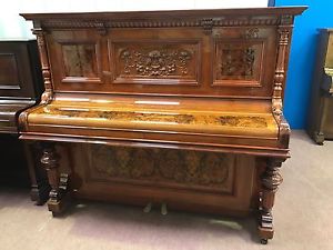 Stunning Ornate German Upright Piano.Completely Refurbished. Finished In Walnut