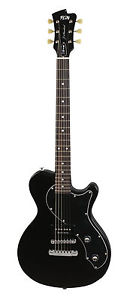 FGN J-Standard Flame Flat Top P-90 Black E-Gitarre inkl. Tasche