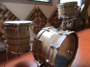 VINTAGE LUDWIG 70's Butcher Block  Maple Drum Set 24, 13 , 16 GORGEOUS!