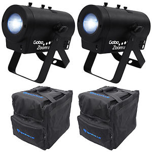 (2) Chauvet DJ Gobo Zoom USB Custom Gobo Projector Lights W/10 Gobos+(2) Cases