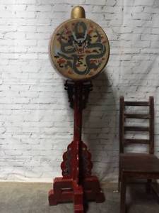 Chinese Dragon Standing Drum with Upright Stand - 6 ft tall