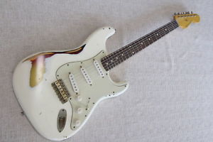 NASH S63 Strat distressed Olympic White over 3tone sunburst