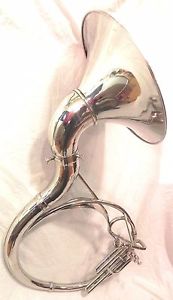 INDiAN HANDMADE SILVER FINISH 16"SOUSAPHONE BRASS MADE TUBA MOUTH PIECE WITH BAG