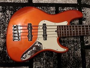 2003 Fender American Deluxe Jazz Bass 5 - Candy Tangerine Metallic With Upgrades