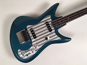 RARE 1966 Silvertone Teisco Del Rey EB-220 Bass in Metallic Blue with Gig Bag