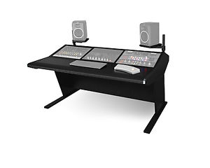 Sterling Modular Multi-Station | 3 Bay Desk + Speaker Platforms | Black Trim