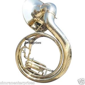 SOUSAPHONE TUBA HORN JUMBO BIGGEST SIZE 25 INCHABRASS POLISH WITH CASE & MOUTHPC