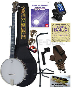 Deering Artisan Goodtime 5-String Openback Banjo Open Back Package Bundle